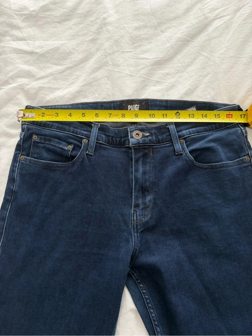 PAIGE Men's Lennox Slim Fit Straight Leg Jeans in Dark Blue Wash Waist 34